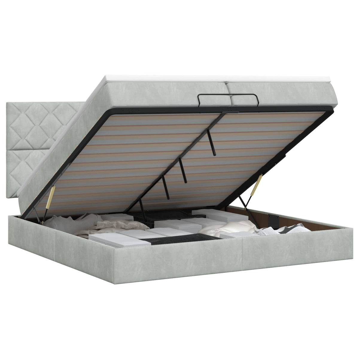 vidaXL Łóżko ottoman z materacem jasnoszary 200 x 200 cm Welur