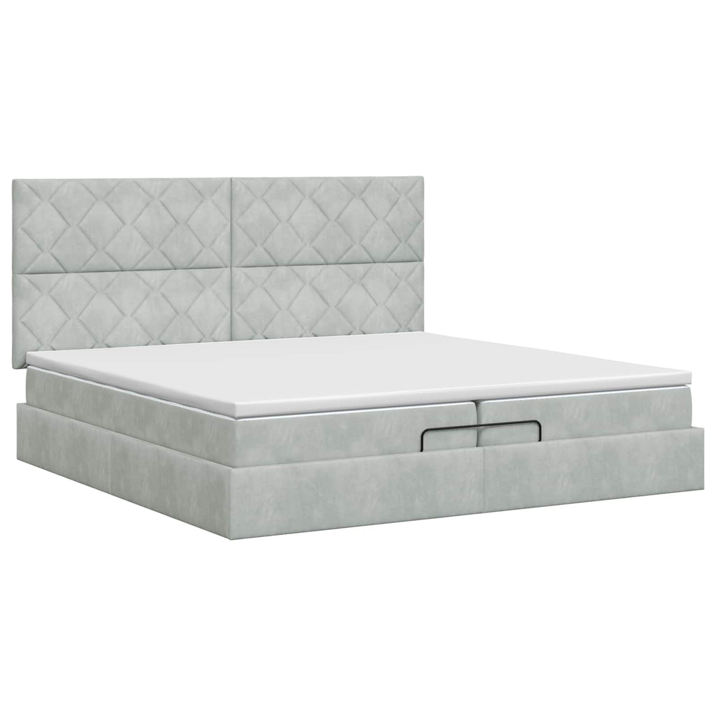 vidaXL Łóżko ottoman z materacem jasnoszary 200 x 200 cm Welur