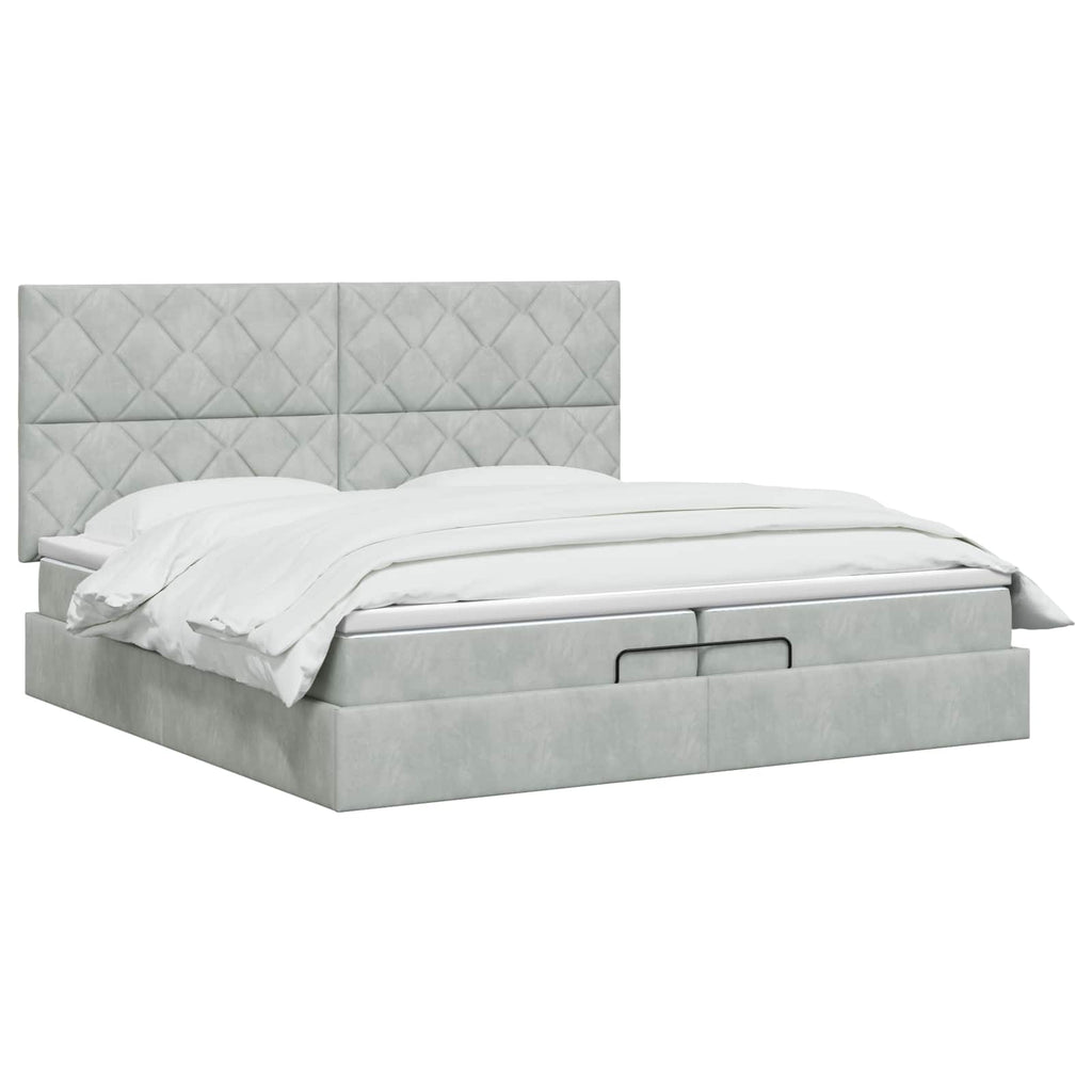 vidaXL Łóżko ottoman z materacem jasnoszary 200 x 200 cm Welur