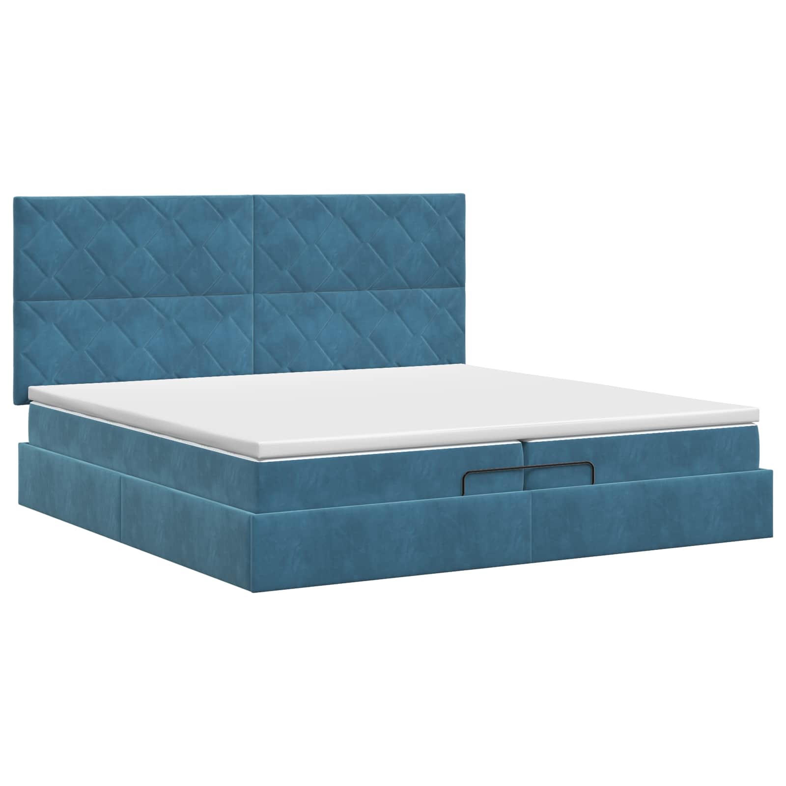 vidaXL Łóżko ottoman z materacem Ciemnoniebieski 200 x 200 cm Welur