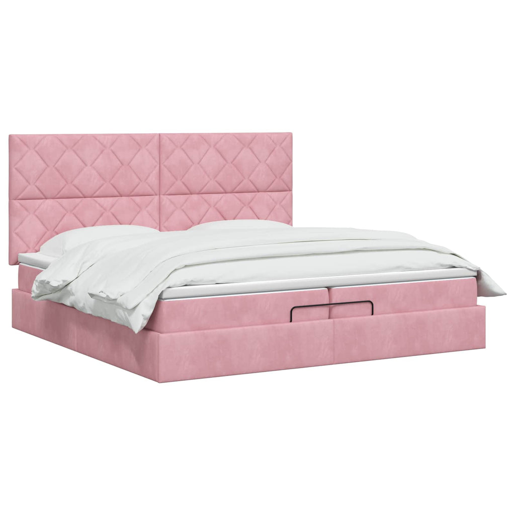vidaXL Łóżko ottoman z materacem różowy 200 x 200 cm Welur