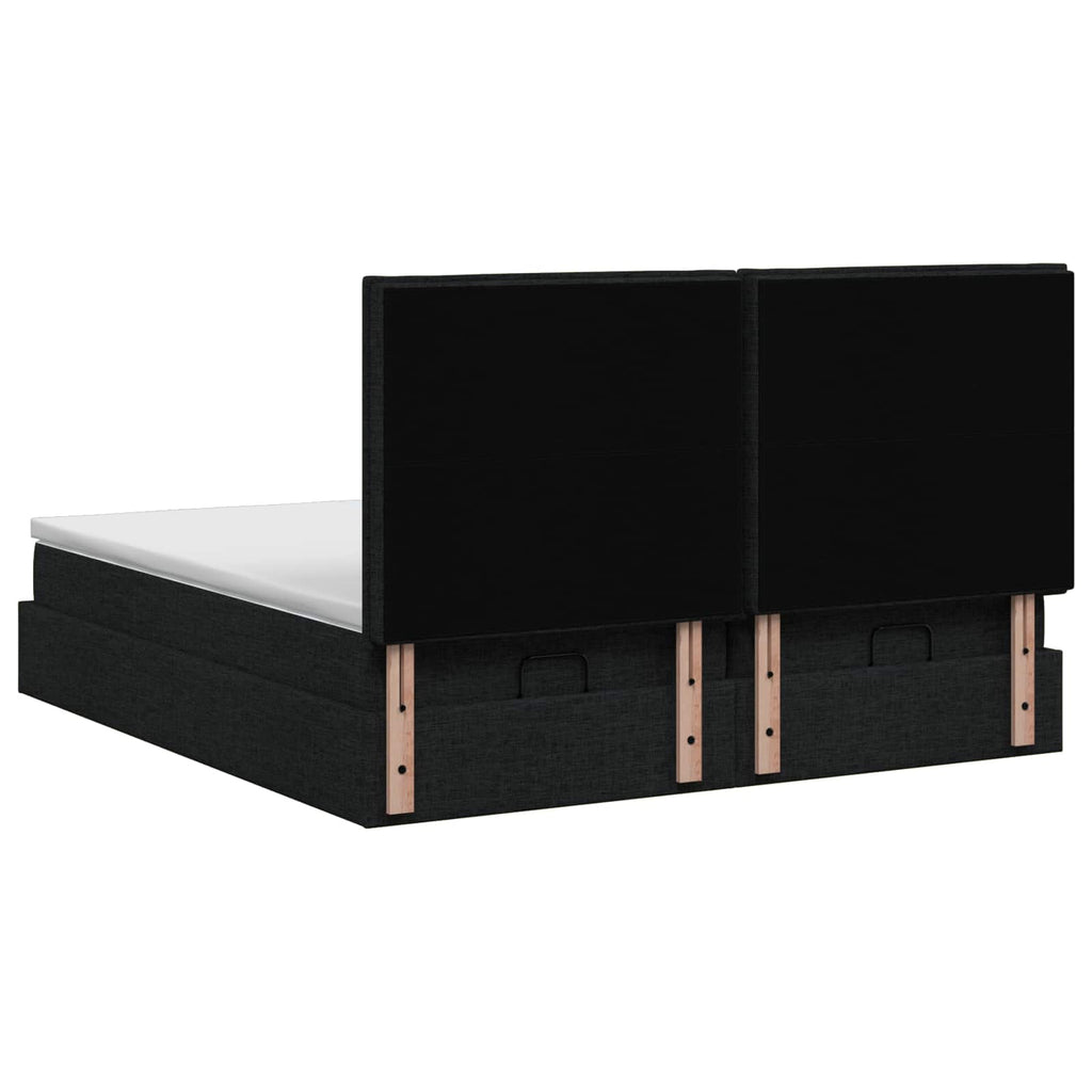 vidaXL Łóżko ottoman z materacem Z zagłówkiem 2 pcs Czarny tkanina