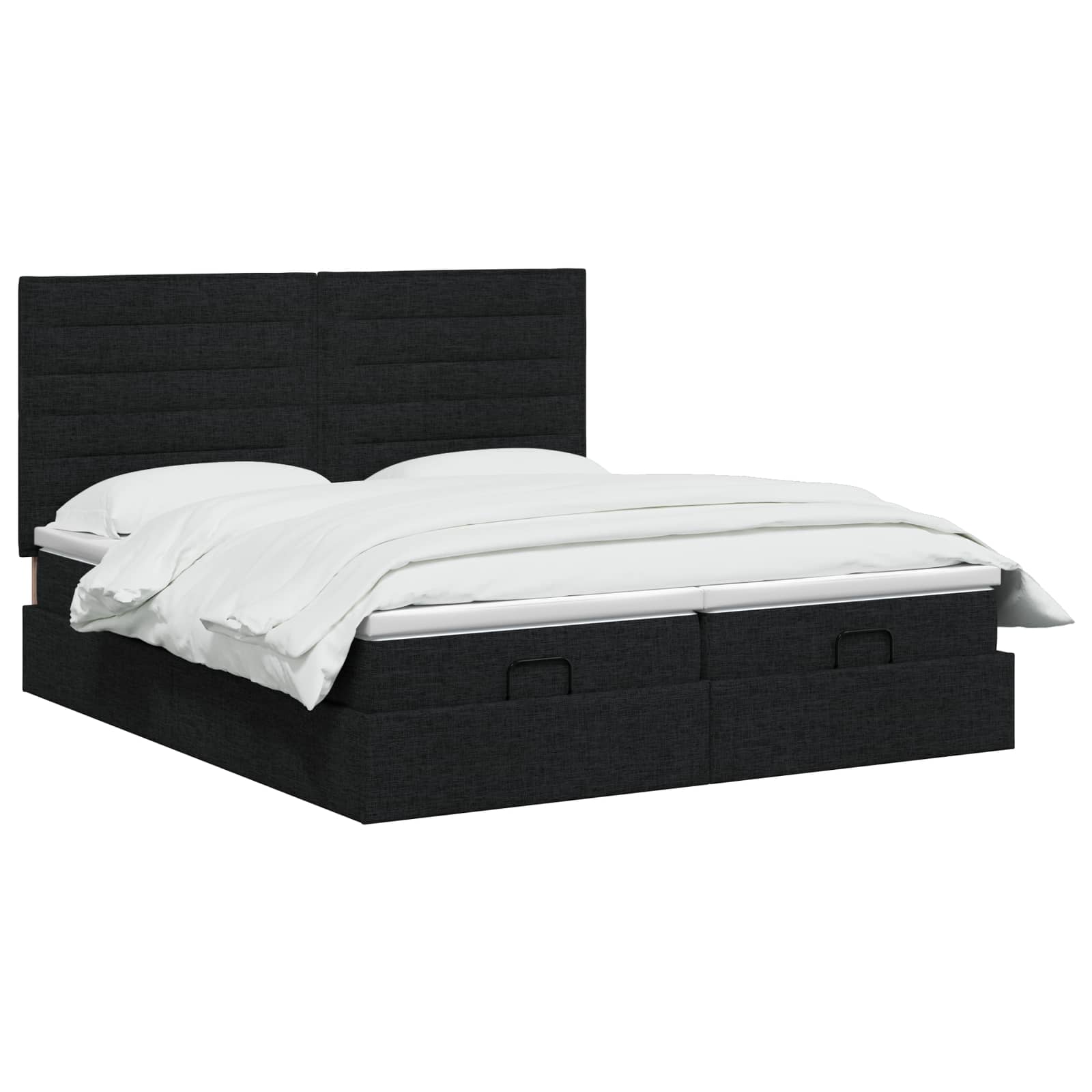 vidaXL Łóżko ottoman z materacem Z zagłówkiem 2 pcs Czarny tkanina