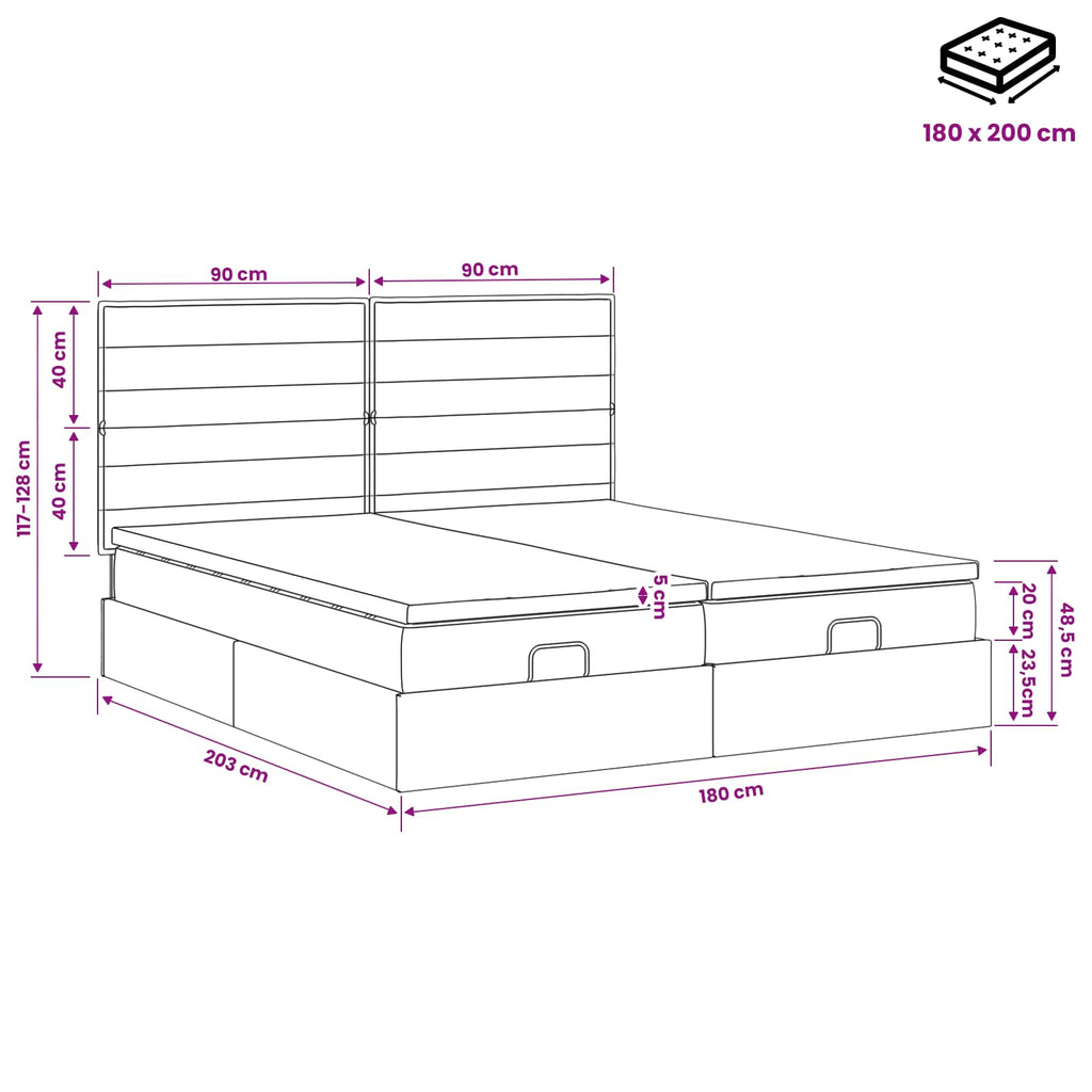 vidaXL Łóżko ottoman z materacem Z zagłówkiem 2 pcs niebieski tkanina