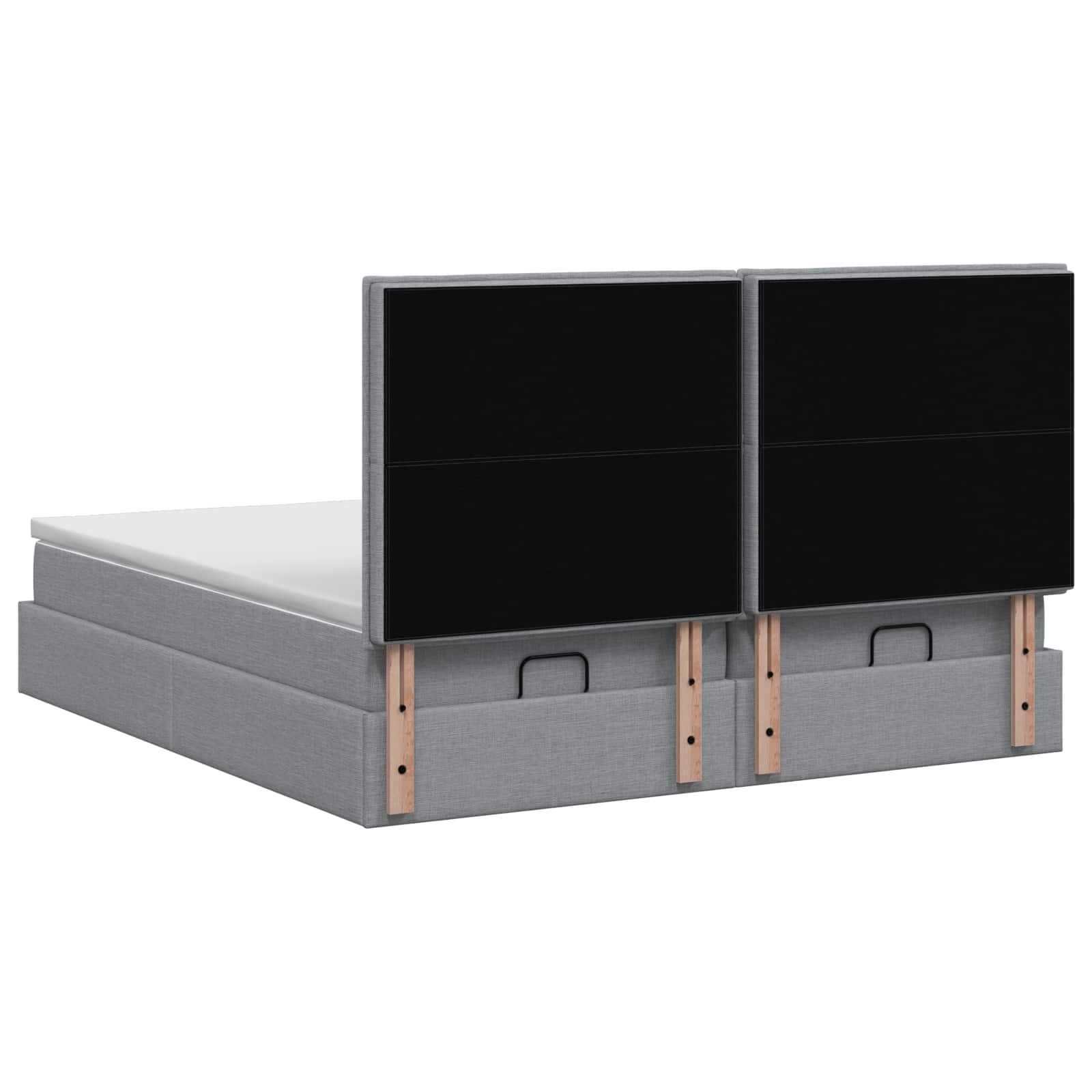 vidaXL Łóżko ottoman z materacem Z zagłówkiem 2 pcs jasnoszary tkanina
