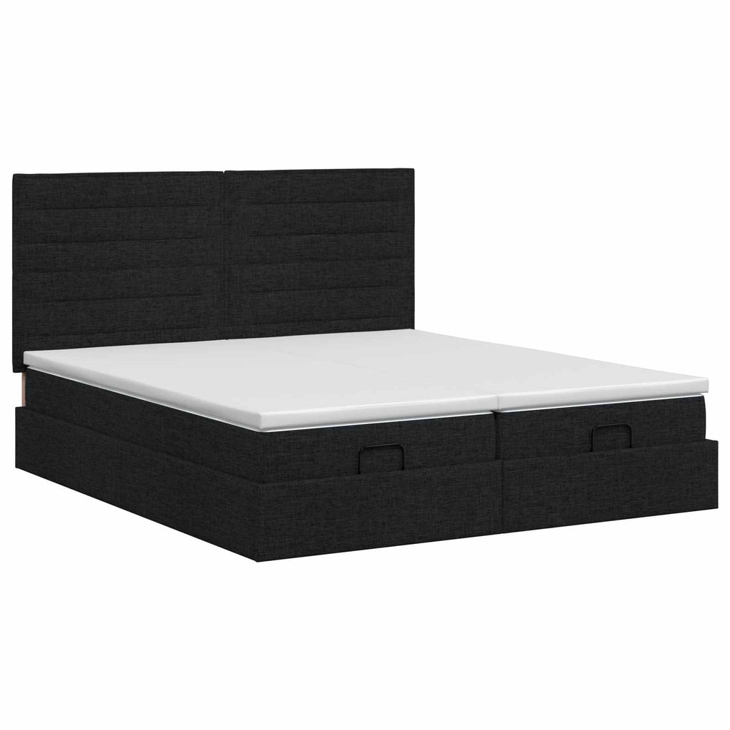 vidaXL Łóżko ottoman z materacem Z zagłówkiem 2 pcs Czarny tkanina