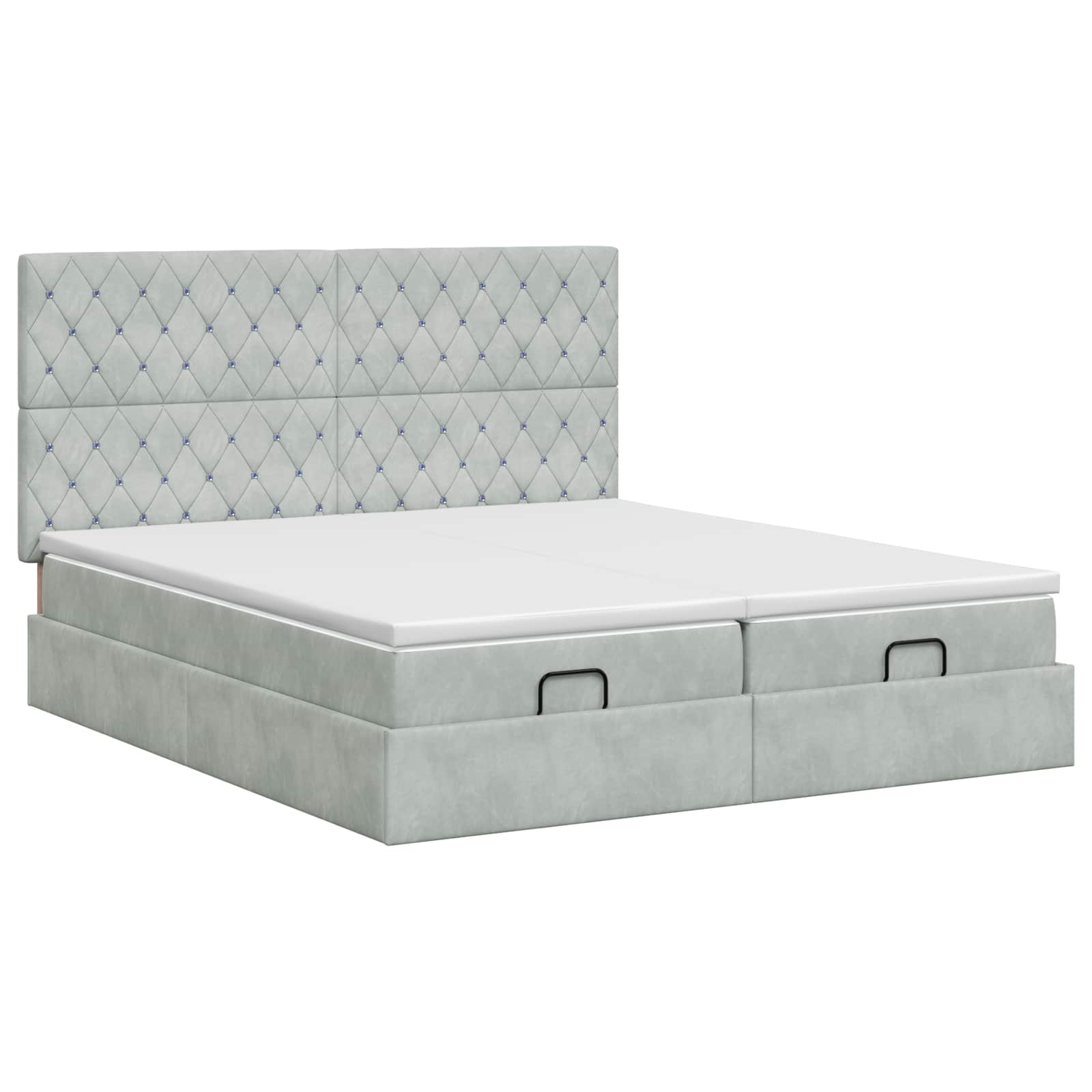 vidaXL Łóżko ottoman z materacem Z zagłówkiem 2 pcs jasnoszary Welur