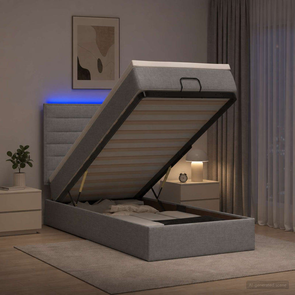 vidaXL Łóżko z pojemnikiem i materacem LED jasnoszary 80 x 200 cm