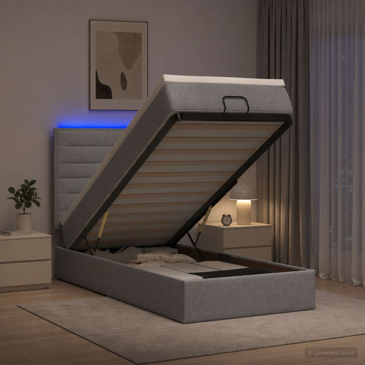 vidaXL Łóżko z pojemnikiem i materacem LED jasnoszary 80 x 200 cm