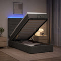 vidaXL Łóżko z pojemnikiem i materacem LED ciemnoszary 90 x 190 cm