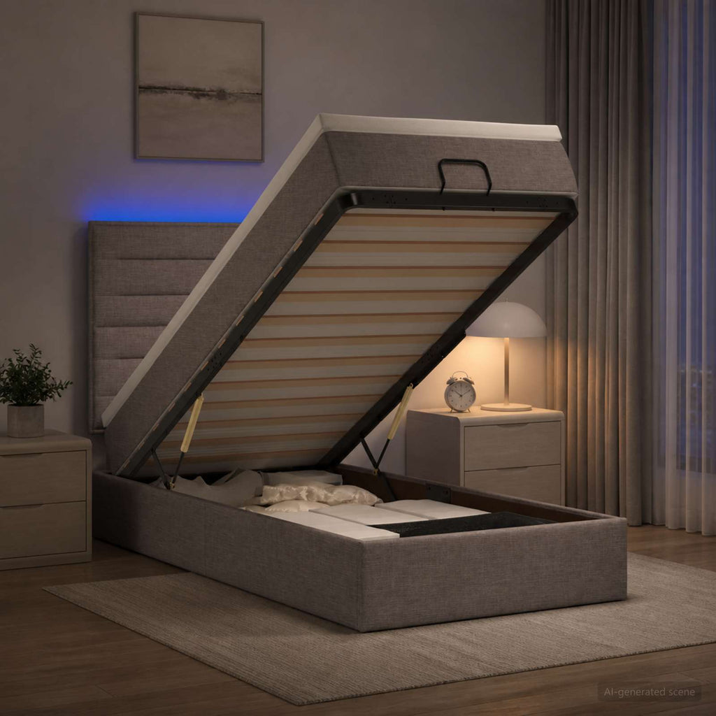 vidaXL Łóżko z pojemnikiem i materacem LED Ciemnoszary 100 x 200 cm
