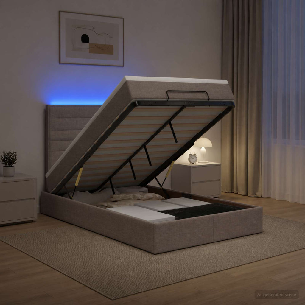 vidaXL Łóżko z pojemnikiem i materacem LED Ciemnoszary 120 x 190 cm
