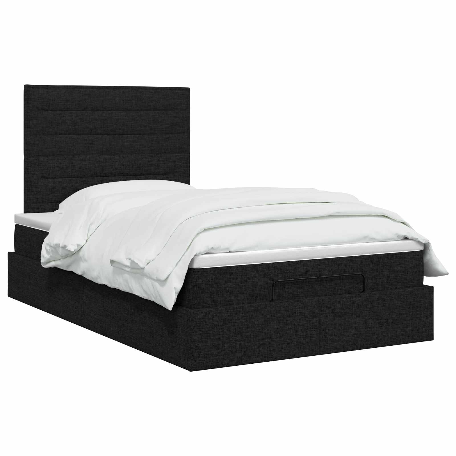 vidaXL Łóżko z pojemnikiem i materacem LED Czarny 120 x 200 cm tkanina