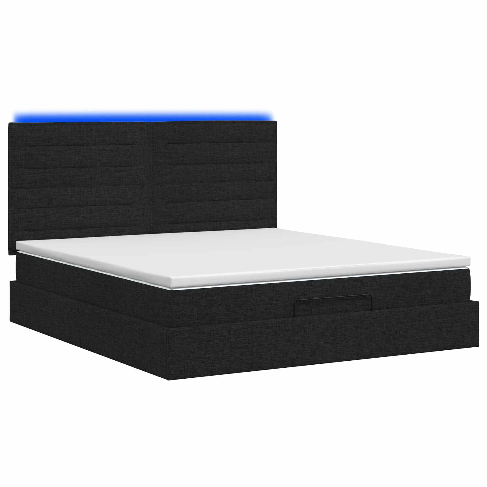 vidaXL Łóżko z pojemnikiem i materacem LED Czarny 160 x 200 cm tkanina