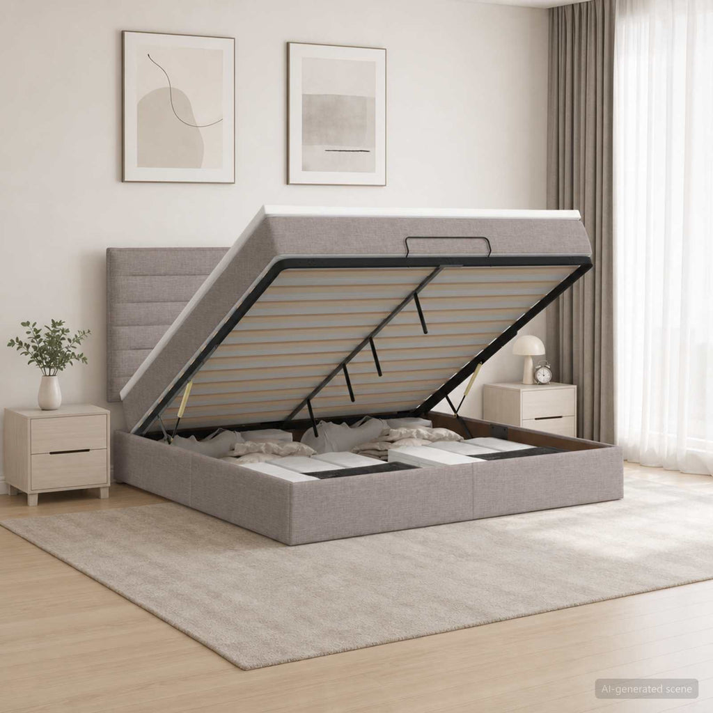 vidaXL Łóżko ottoman z materacem Ciemnoszary 180 x 200 cm tkanina