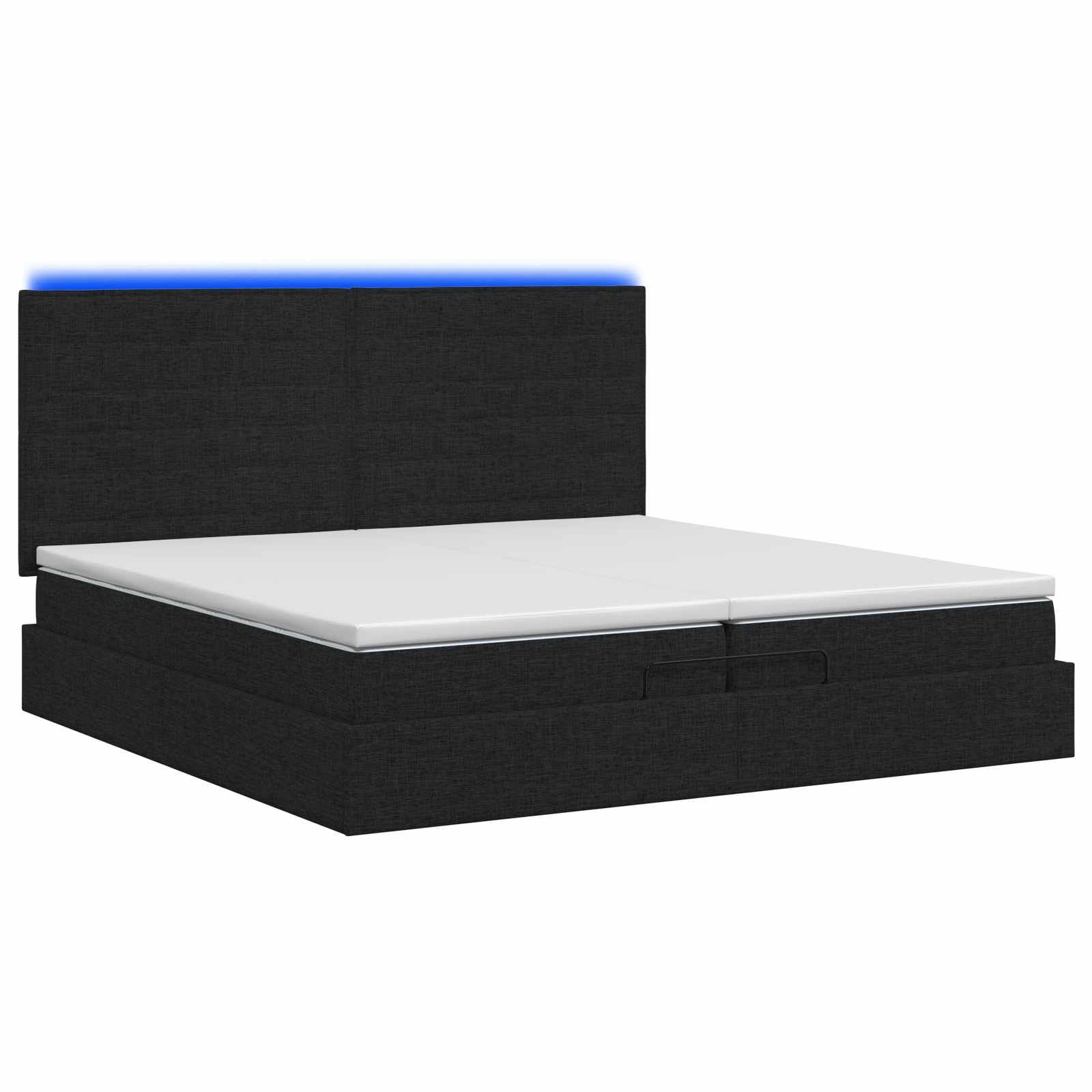 vidaXL Łóżko z pojemnikiem i materacem LED Czarny 200 x 200 cm tkanina
