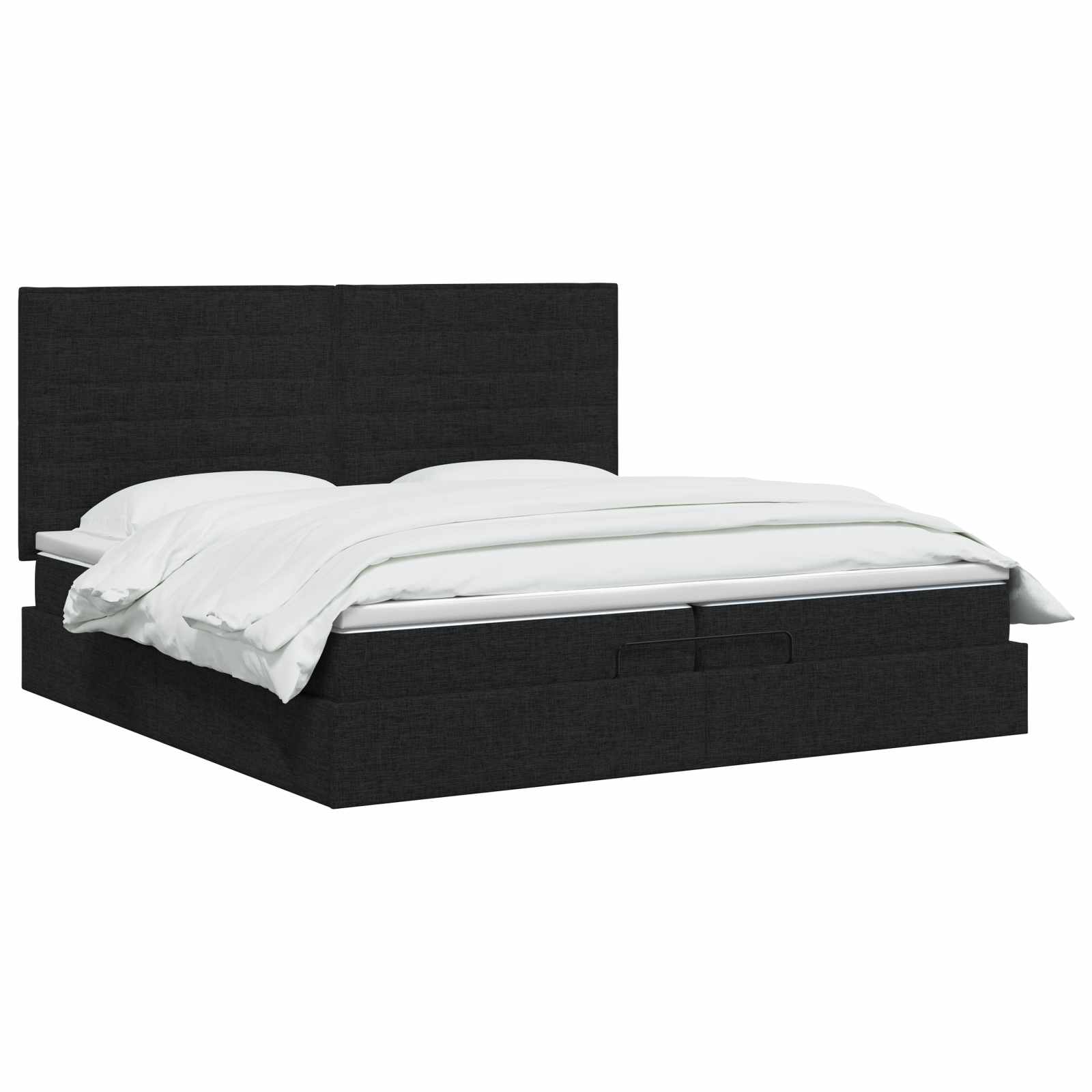 vidaXL Łóżko z pojemnikiem i materacem LED Czarny 200 x 200 cm tkanina