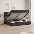 vidaXL Łóżko ottoman z materacem Ciemny brąz 200 x 200 cm tkanina