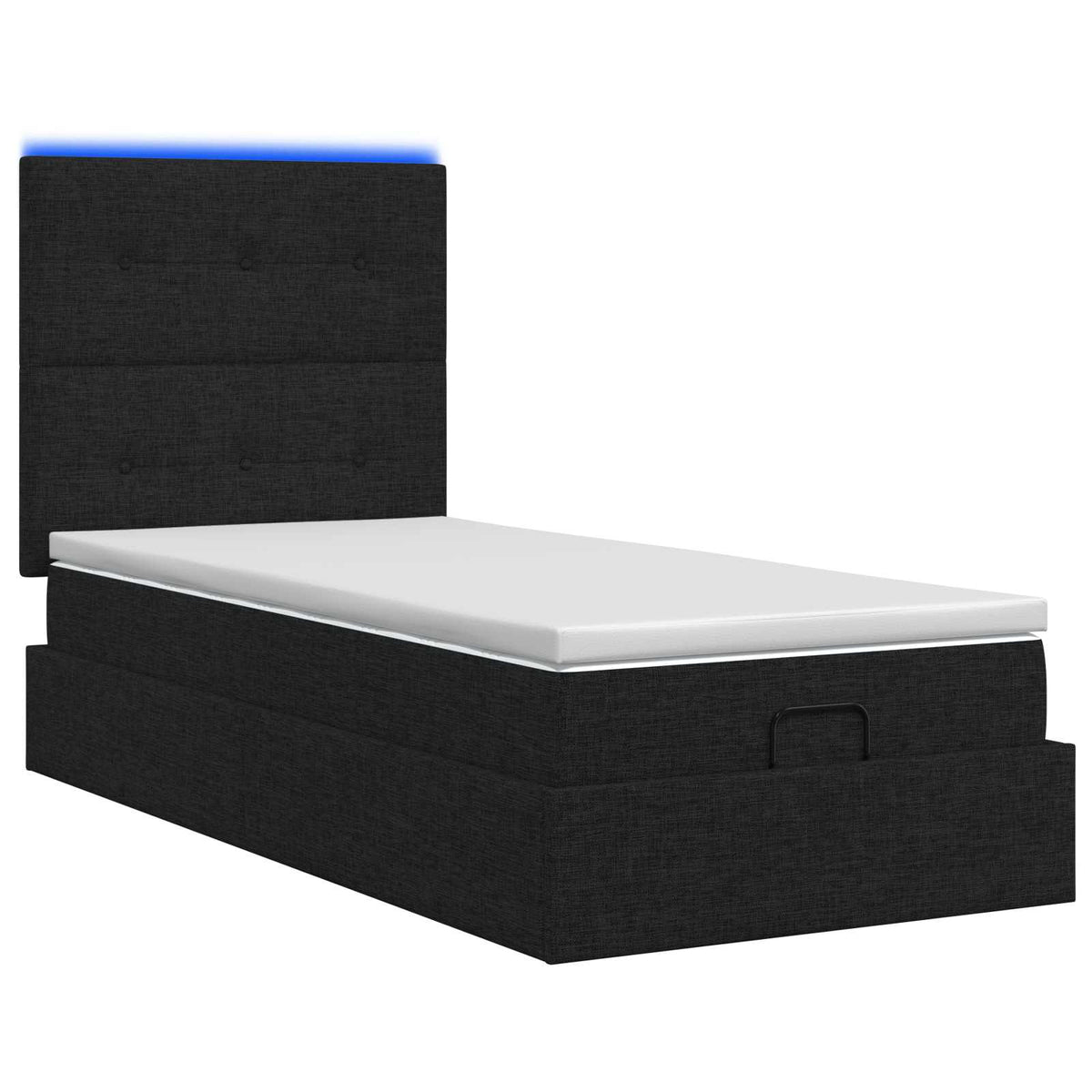 vidaXL Łóżko z pojemnikiem i materacem LED Czarny 100 x 200 cm tkanina