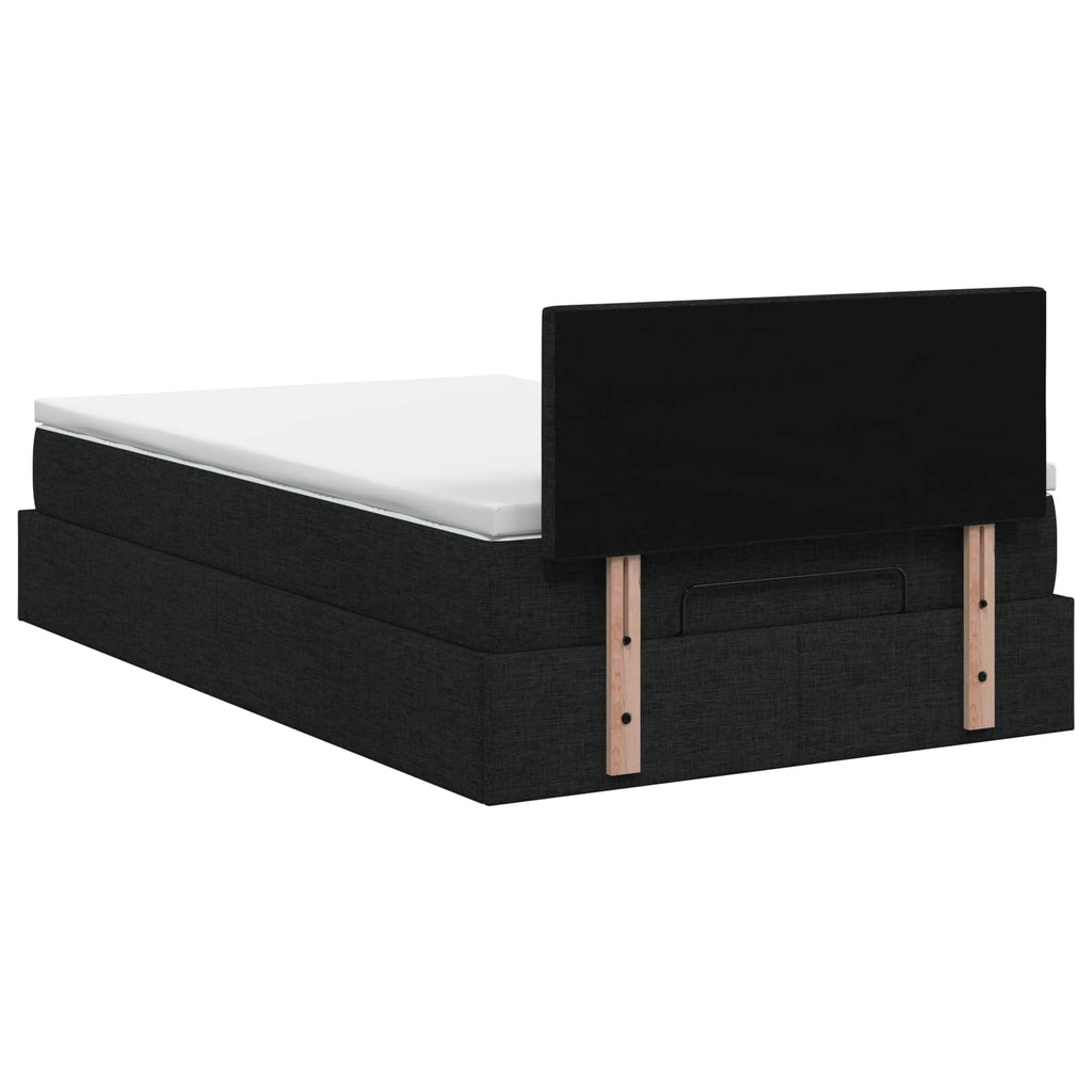 vidaXL Łóżko z pojemnikiem i materacem LED Czarny 120 x 190 cm tkanina