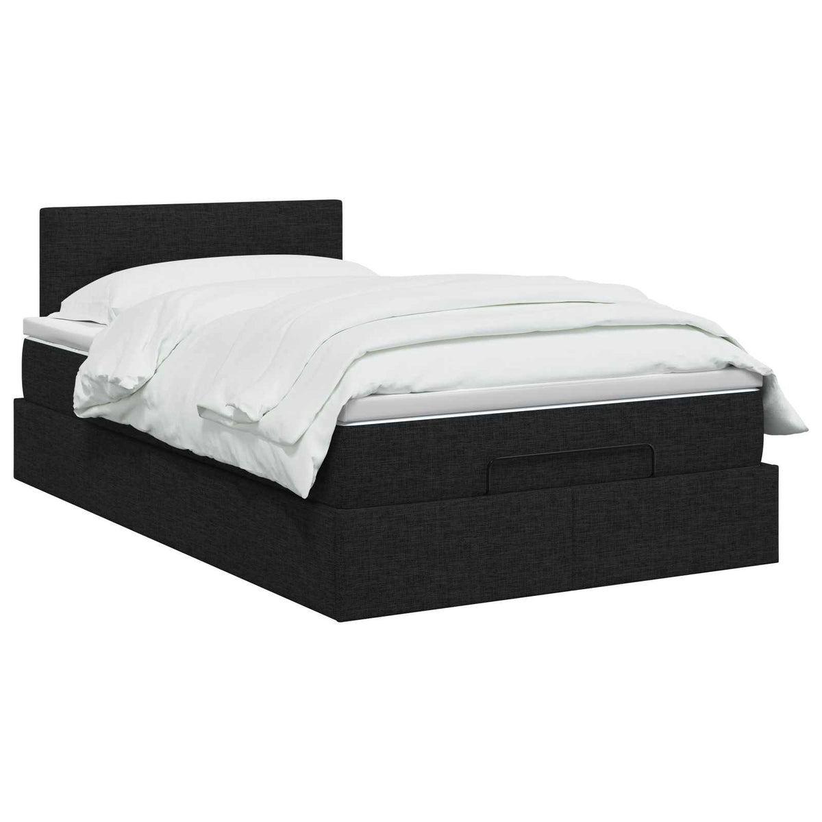 vidaXL Łóżko z pojemnikiem i materacem LED Czarny 120 x 190 cm tkanina