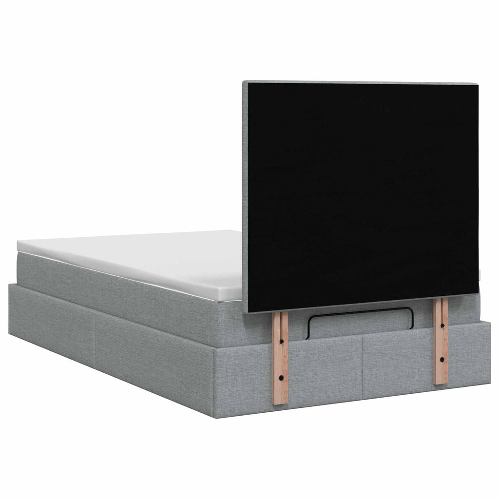 vidaXL Łóżko z pojemnikiem i materacem LED jasnoszary 120 x 200 cm