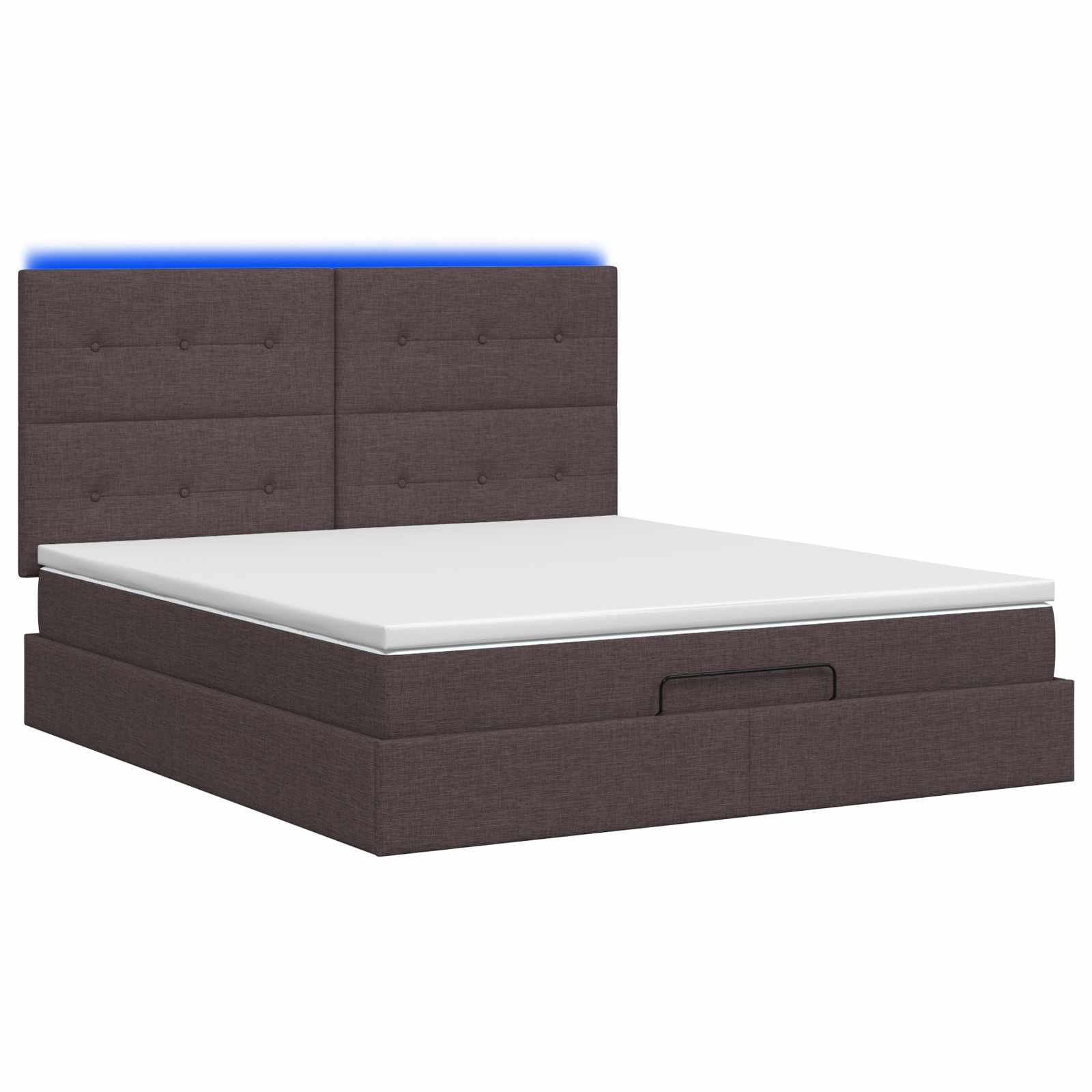 vidaXL Łóżko z pojemnikiem i materacem LED Ciemny brąz 140 x 190 cm