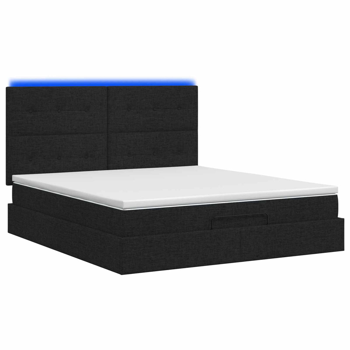 vidaXL Łóżko z pojemnikiem i materacem LED Czarny 140 x 200 cm tkanina