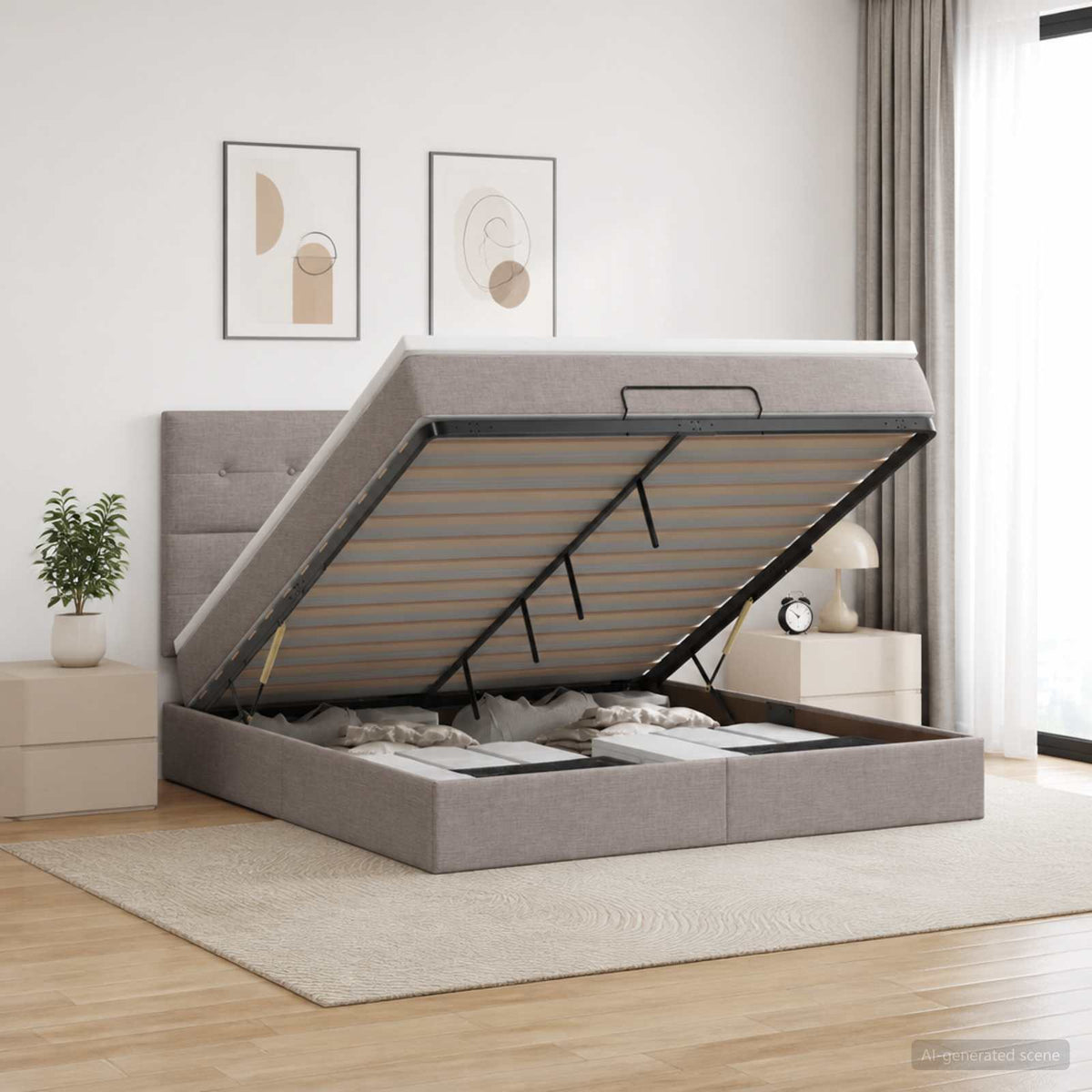 vidaXL Łóżko ottoman z materacem Ciemnoszary 160 x 200 cm tkanina