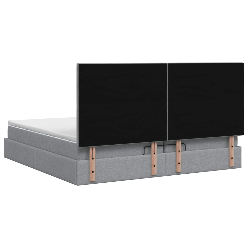 vidaXL Łóżko z pojemnikiem i materacem LED jasnoszary 200 x 200 cm