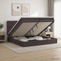 vidaXL Łóżko ottoman z materacem Ciemny brąz 200 x 200 cm tkanina