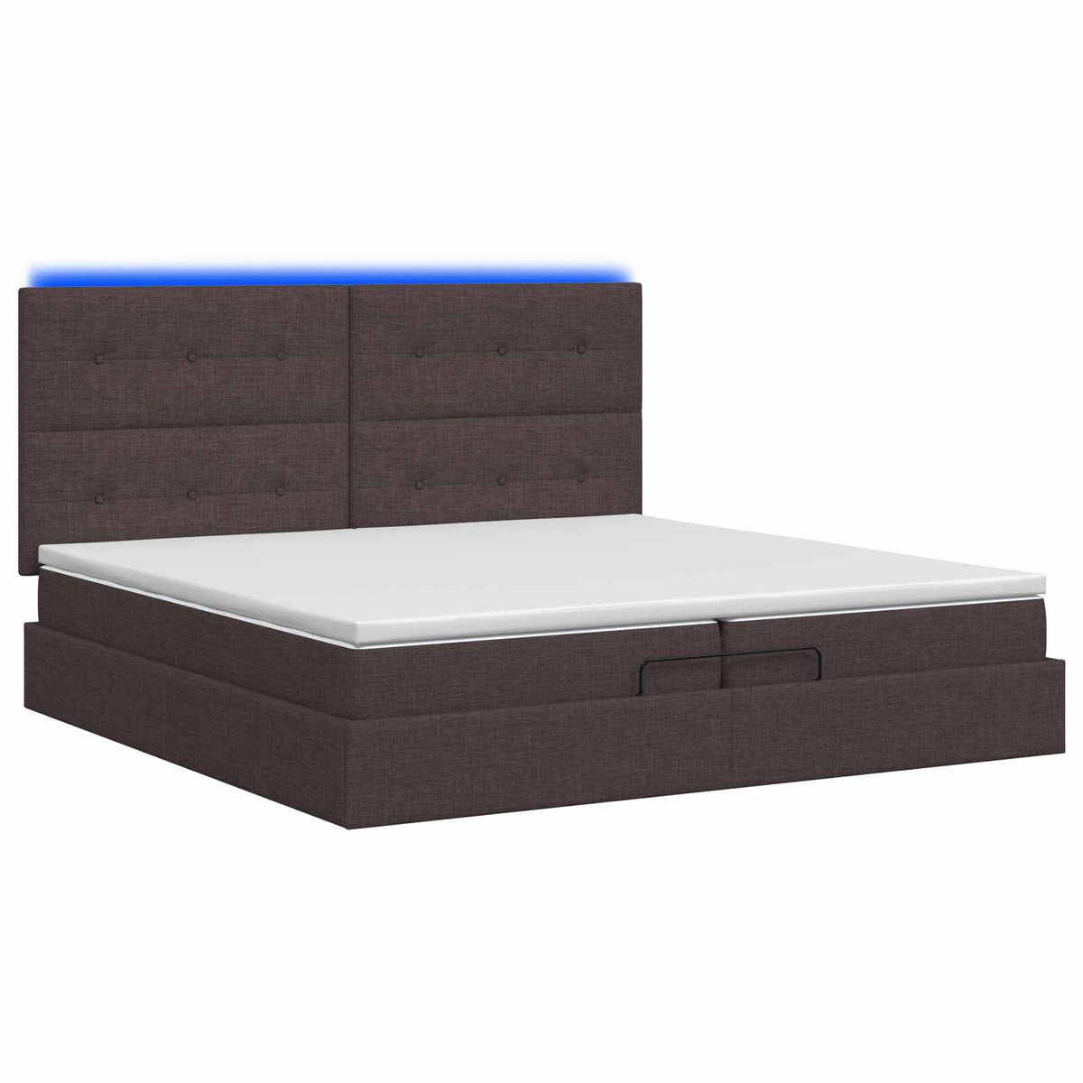 vidaXL Łóżko z pojemnikiem i materacem LED Ciemny brąz 200 x 200 cm