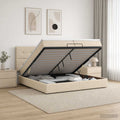 vidaXL Łóżko ottoman z materacem kremowy 200 x 200 cm tkanina