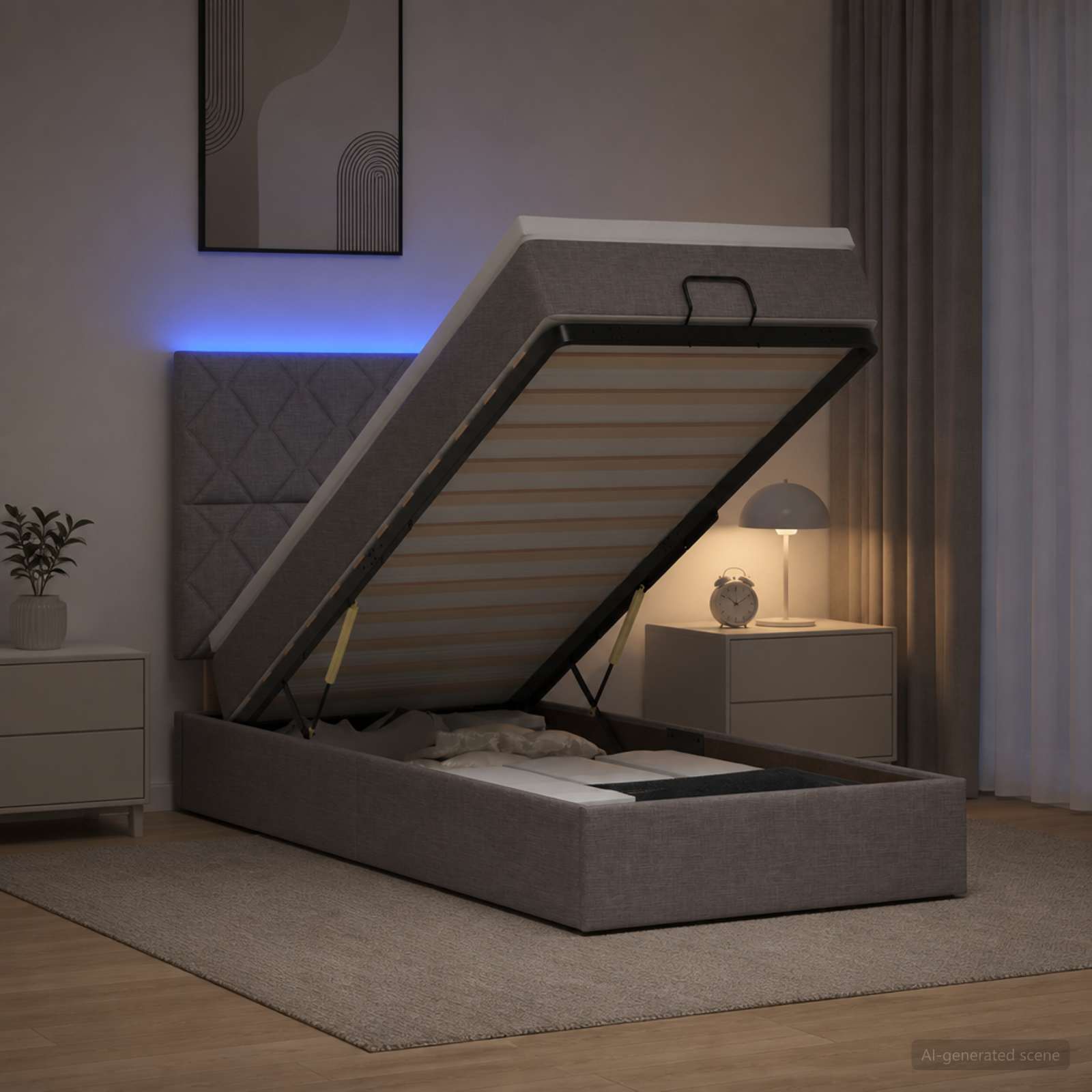 vidaXL Łóżko z pojemnikiem i materacem LED Ciemnoszary 80 x 200 cm