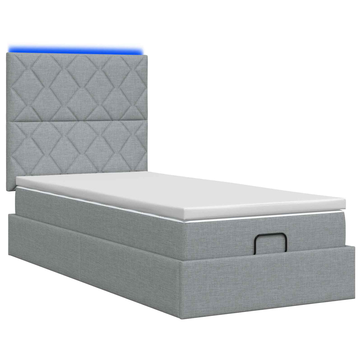 vidaXL Łóżko z pojemnikiem i materacem LED jasnoszary 90 x 200 cm