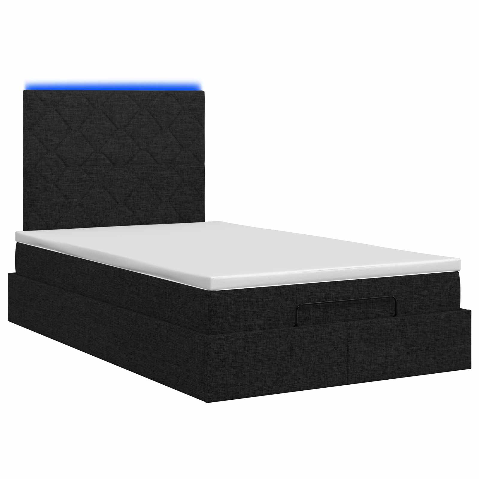vidaXL Łóżko z pojemnikiem i materacem LED Czarny 120 x 200 cm tkanina