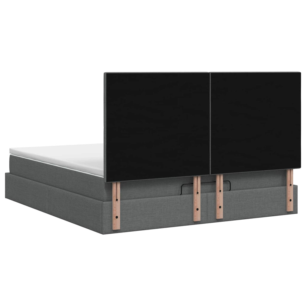 vidaXL Łóżko z pojemnikiem i materacem LED ciemnoszary 140 x 190 cm