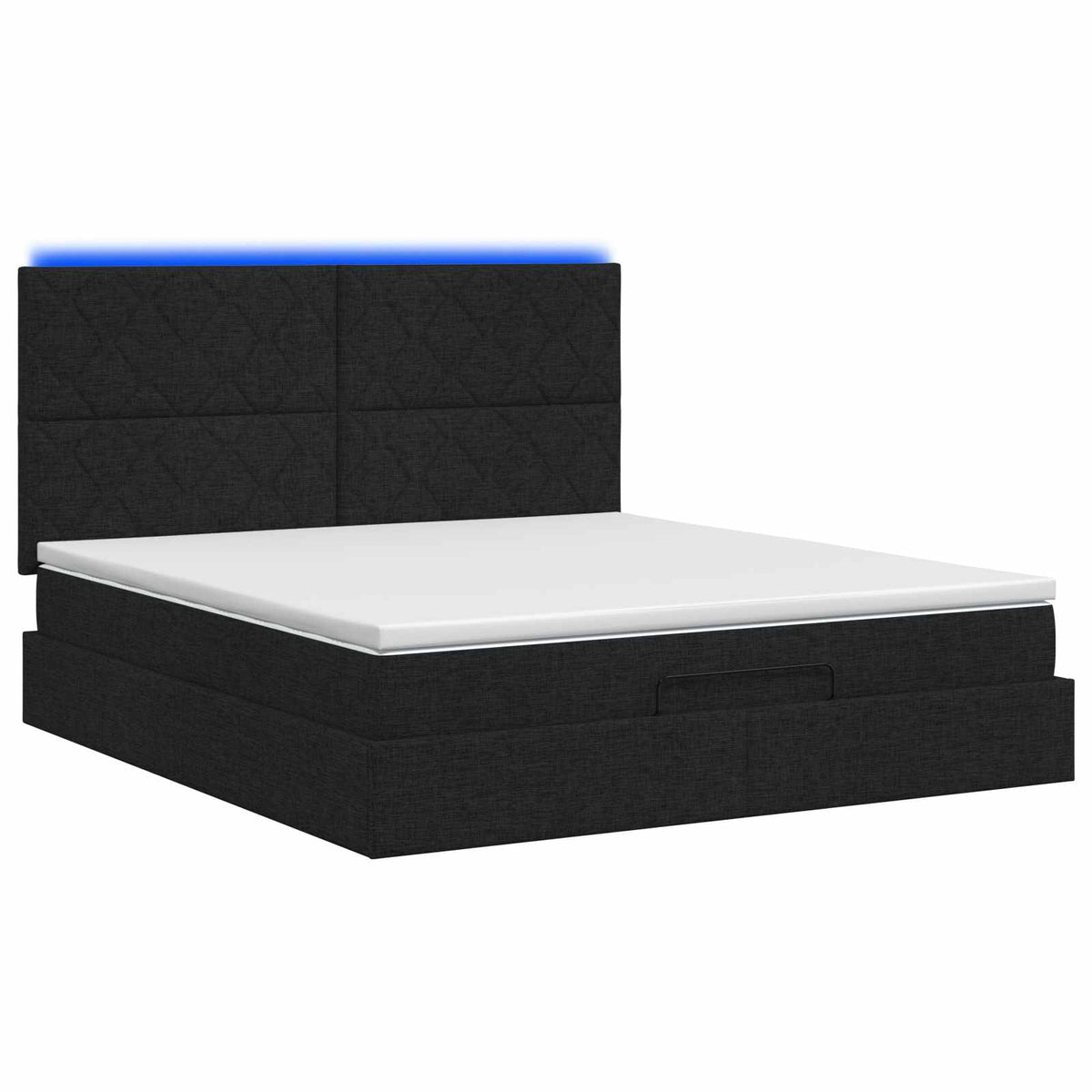 vidaXL Łóżko z pojemnikiem i materacem LED Czarny 180 x 200 cm tkanina