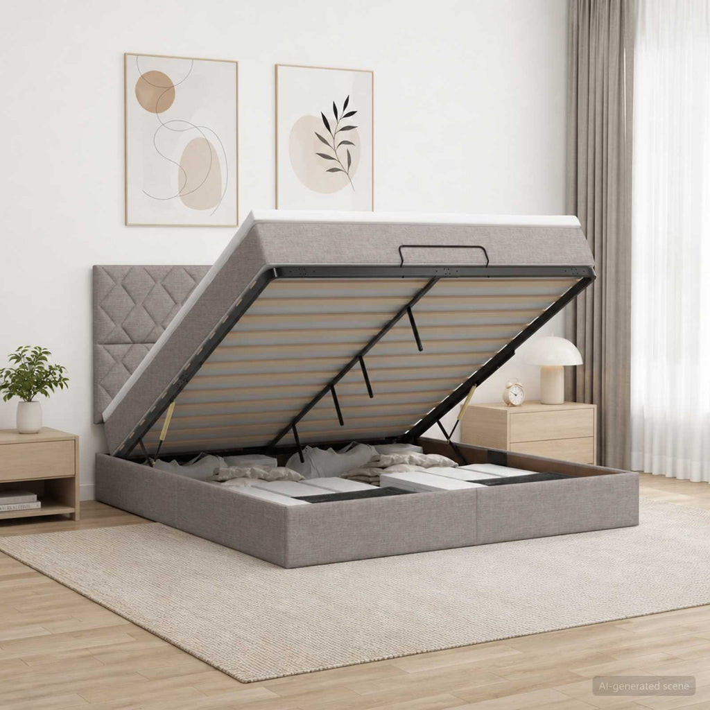 vidaXL Łóżko ottoman z materacem Ciemnoszary 180 x 200 cm tkanina
