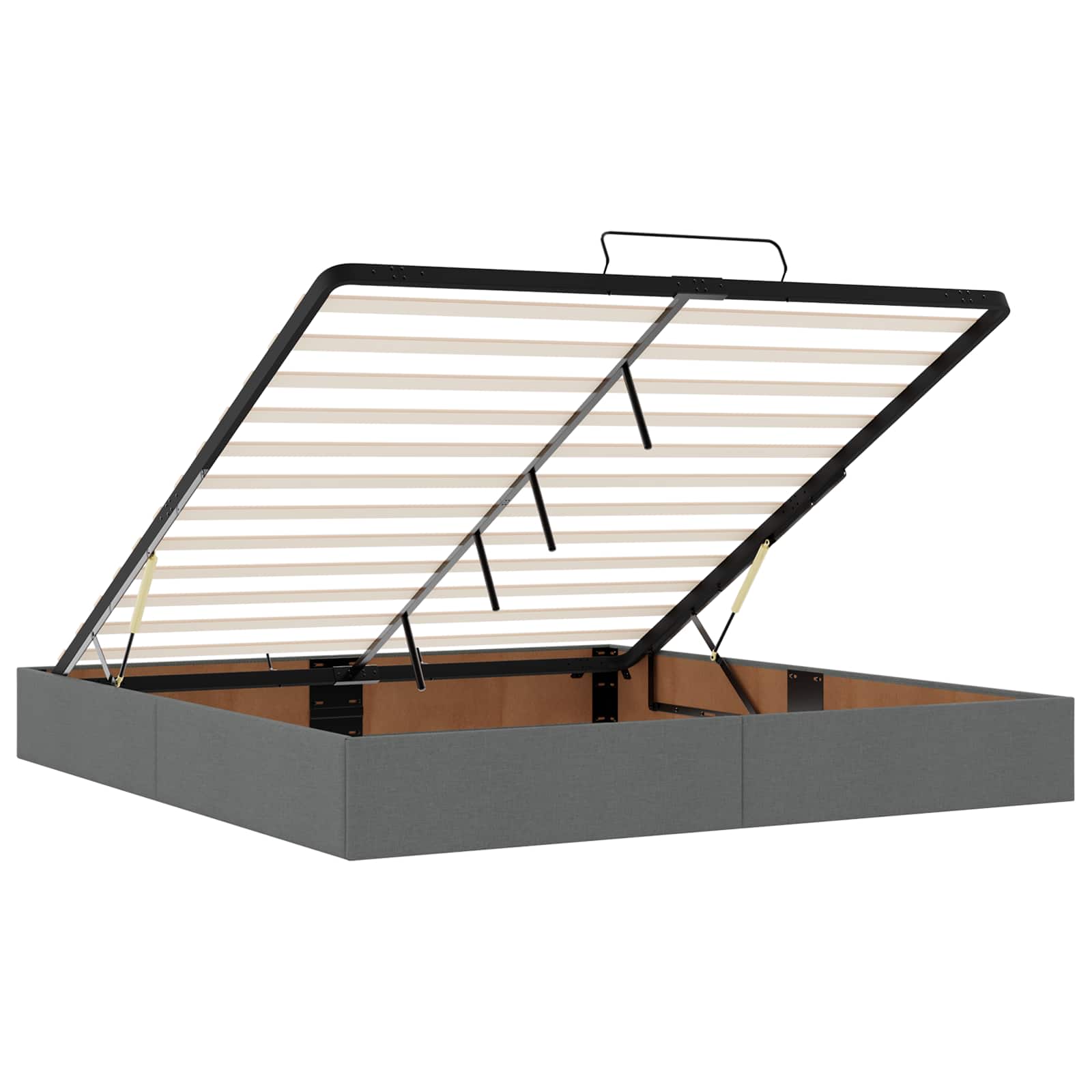 vidaXL Łóżko z pojemnikiem i materacem LED ciemnoszary 200 x 200 cm