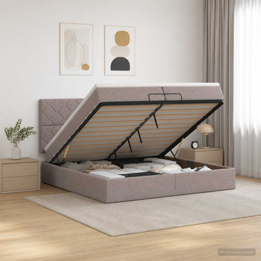 vidaXL Łóżko z pojemnikiem i materacem LED Ciemnoszary 200 x 200 cm