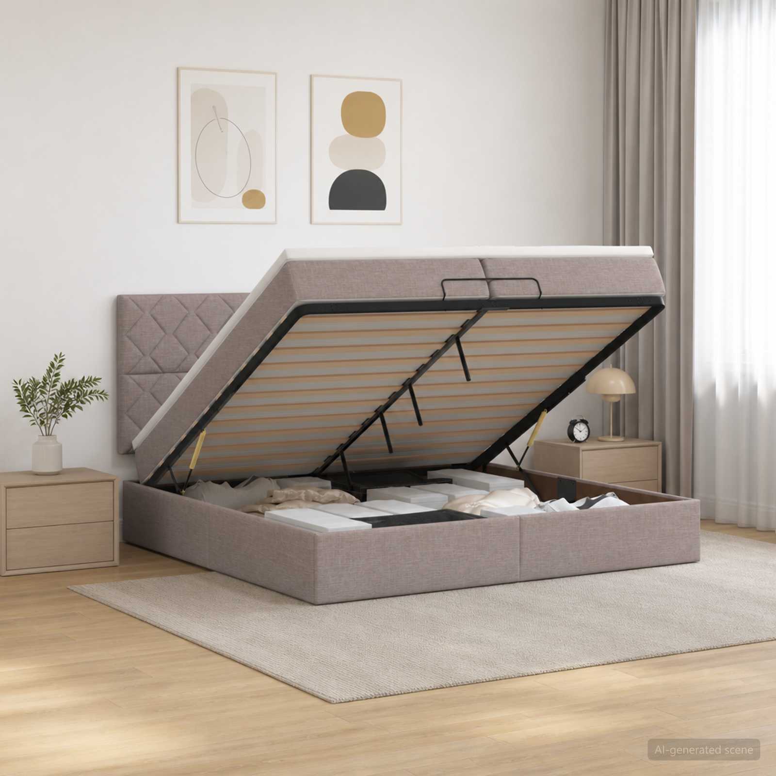 vidaXL Łóżko z pojemnikiem i materacem LED Ciemnoszary 200 x 200 cm