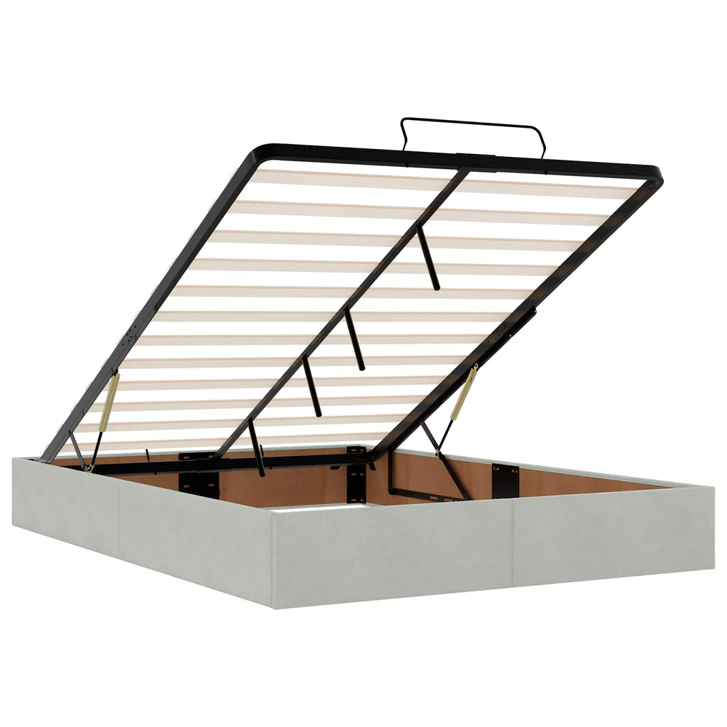 vidaXL Łóżko z pojemnikiem i materacem LED jasnoszary 140 x 200 cm