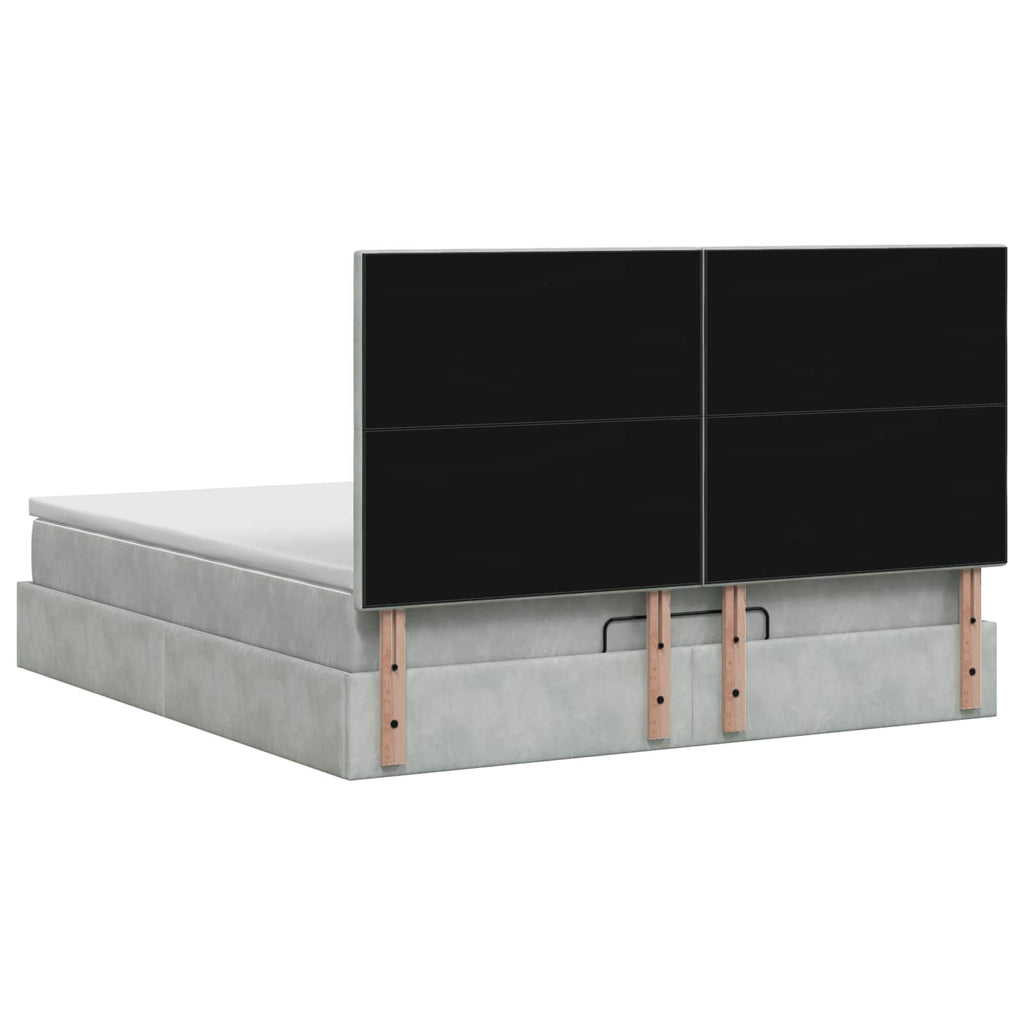 vidaXL Łóżko z pojemnikiem i materacem LED jasnoszary 140 x 200 cm