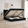 vidaXL Łóżko ottoman z materacem Czarny 200 x 200 cm Welur