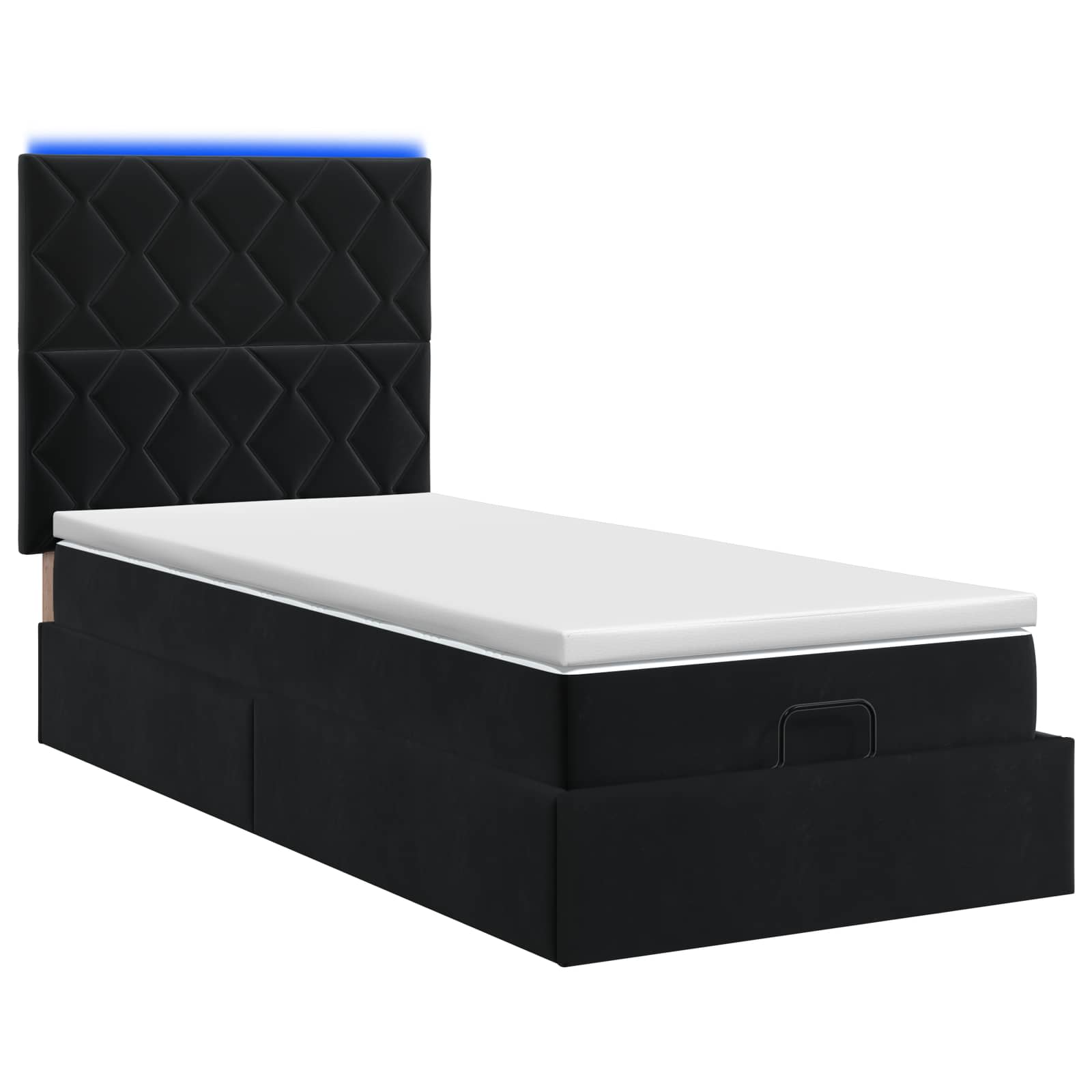 vidaXL Łóżko z pojemnikiem i materacem LED Czarny 90 x 190 cm Welur