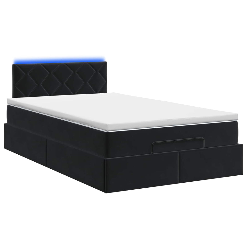 vidaXL Łóżko z pojemnikiem i materacem LED Czarny 120 x 190 cm Welur
