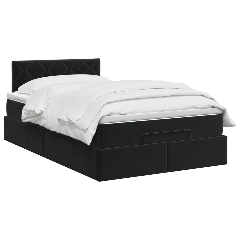 vidaXL Łóżko z pojemnikiem i materacem LED Czarny 120 x 190 cm Welur