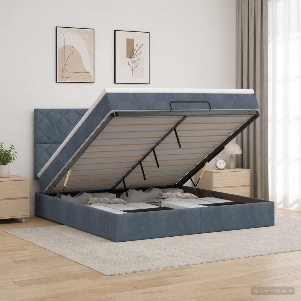 vidaXL Łóżko ottoman z materacem ciemnoszary 180 x 200 cm Welur