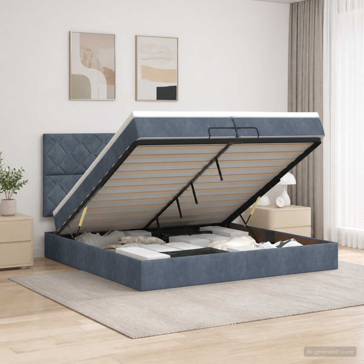 vidaXL Łóżko ottoman z materacem ciemnoszary 200 x 200 cm Welur